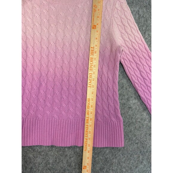 J. Crew Limited Edition Cashmere Purple Pink Ombre Cable Knit Sweater Size M - Picture 5 of 8